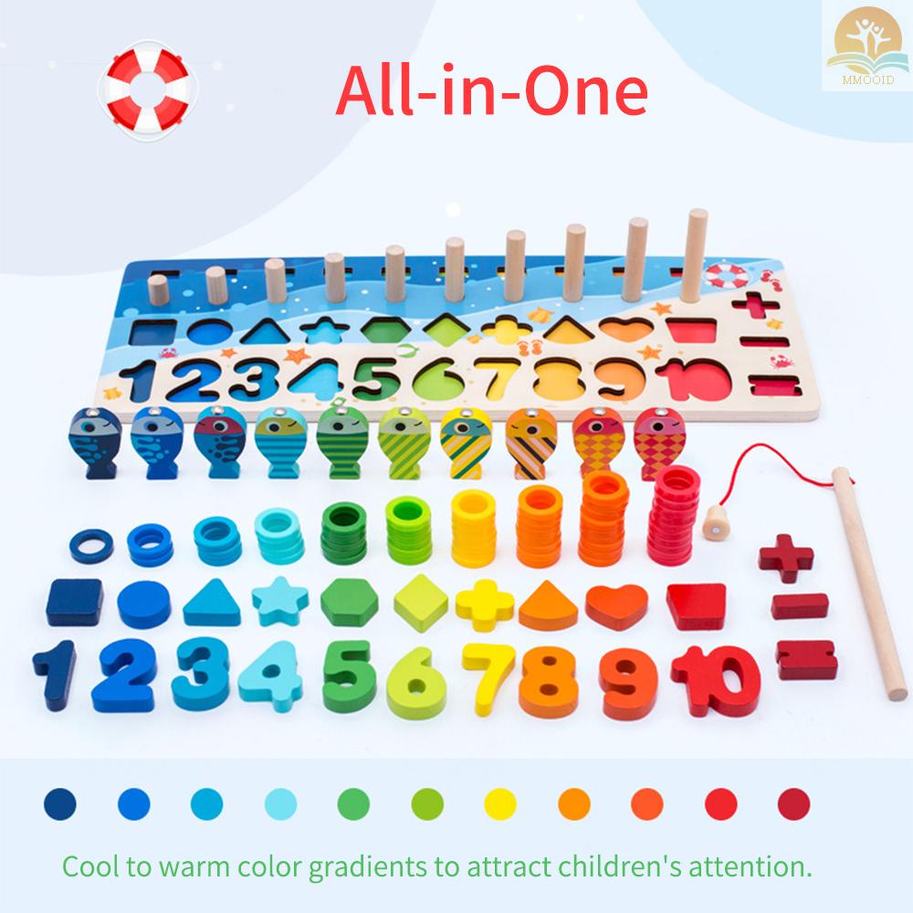 In Stock Mainan Memancing Magnet Anak Edukasi Dini Papan Logaritmik Angka Kayu Bentuk Puzzle Sortiran Untuk Anak Balita Paud