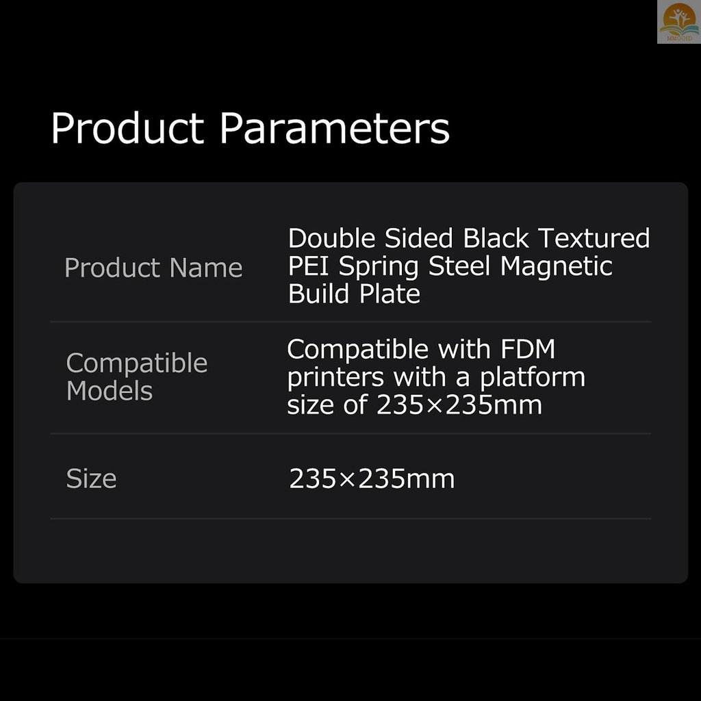 In Stock Creality 3D Kit Plat PEI Hitam Dua Sisi 235x235mm Dengan Finishing Bertekstur Kuat Magnet Force Flatness Conpatible Dengan FDM 3D Printer Ender-3/Ender-3 Pro/Ender-3S/ Id