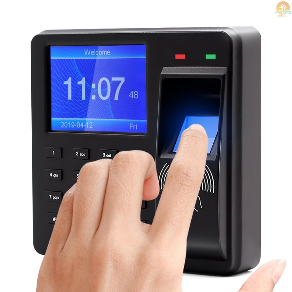 In Stock Mesin Absensi Kontrol Akses Fingerprint /Password/ ID Card Recognition Time Clock Dengan Layar Display 2.4 Inch Perekam Cek-in Recorder Multi Bahasa Dukungan