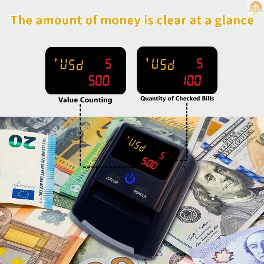 In Stock Bisofice Portable Mini Money Counter Pendeteksi Tagihan Palsu Deteksi Uang Otomatis By UV MG IR Gambar Kertas Kualitas Ukuran Tebal Untuk Dollar EURO US Cocok Untuk Sho