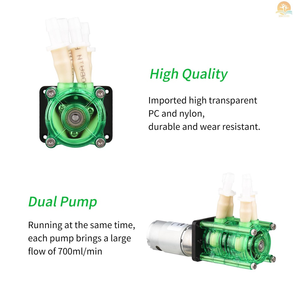 In Stock GROTHEN Dosing Pump Dual Head Peristaltic Pump Pompa Cairan Air Mini Laju Aliran Besar Peristaltic BPT Tube ID7.9mm x OD11.1mm Self-Priming 700mL/min Tahan Korosi Su