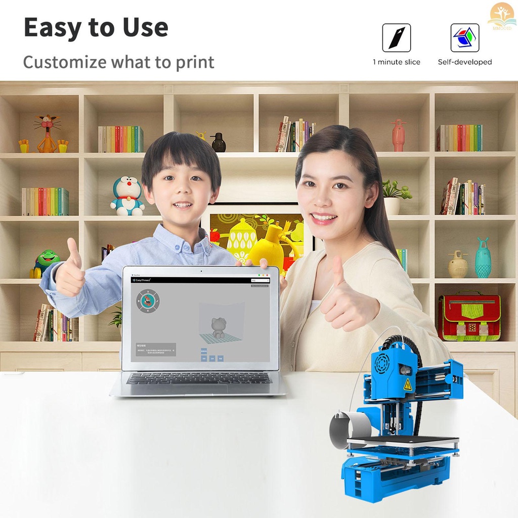 In Stock EasyThreed 3D Printer Mesin Cetak Desktop Mini Untuk Anak-Anak 100x100x100mm Ukuran Cetak Platform Dapat Dilepas Pencetakan Satu Kunci Dengan Kartu TF PLA Sample Filament Untuk Pemula Ho