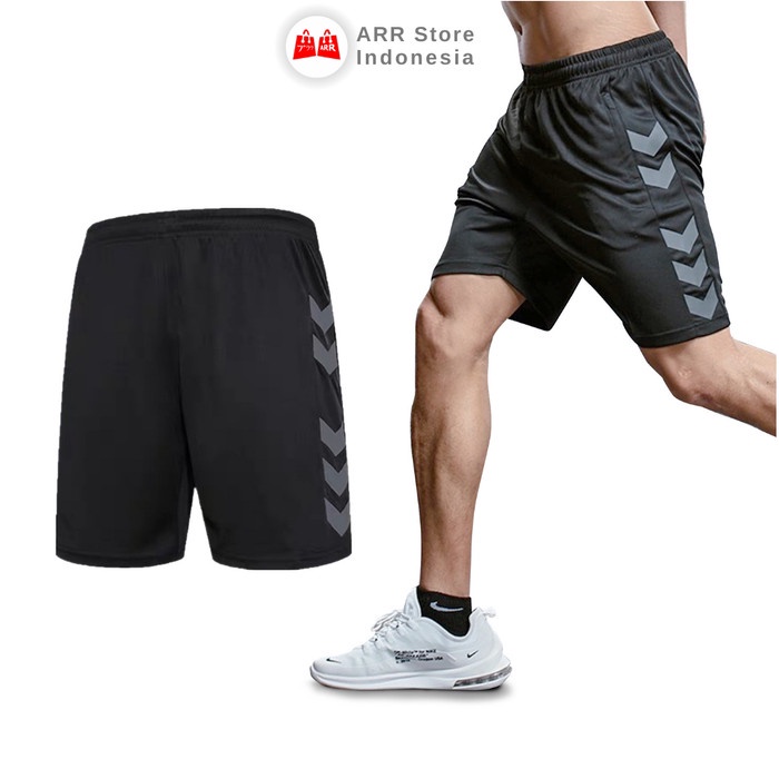 Celana Pendek Cowok Celana Olahraga Lari Pria Sports Running Pants Hitam Casual Motif