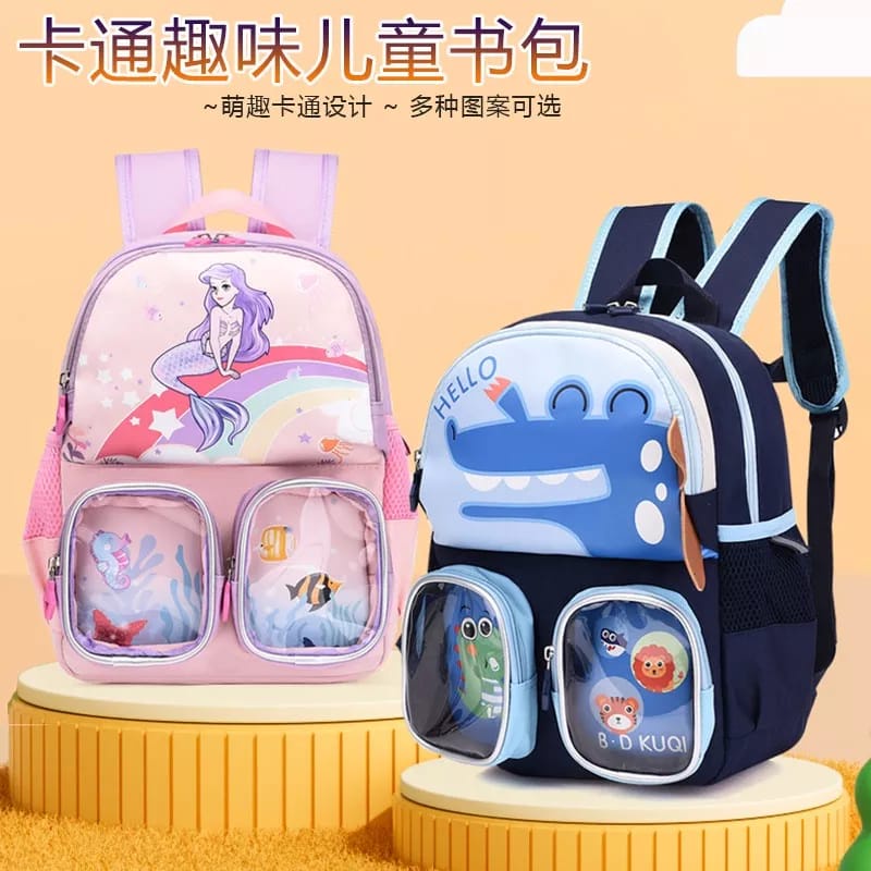 LittleAaron TAS TWO POCKET Bag Ransel Anak Karakter Import Berkualitas Real Pict