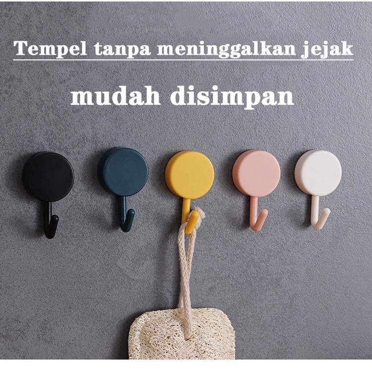 Gantungan Hook Bulat Polos Tempel Tembok Wall Hook Stiker Dinding Kail Tempel Kuat Serbaguna - Abik Store