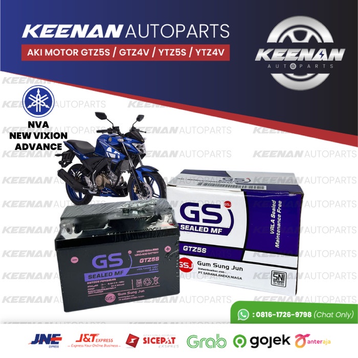 Aki Motor Yamaha NVA New Vixion Advance GTZ5s GS J Accu Kering MF