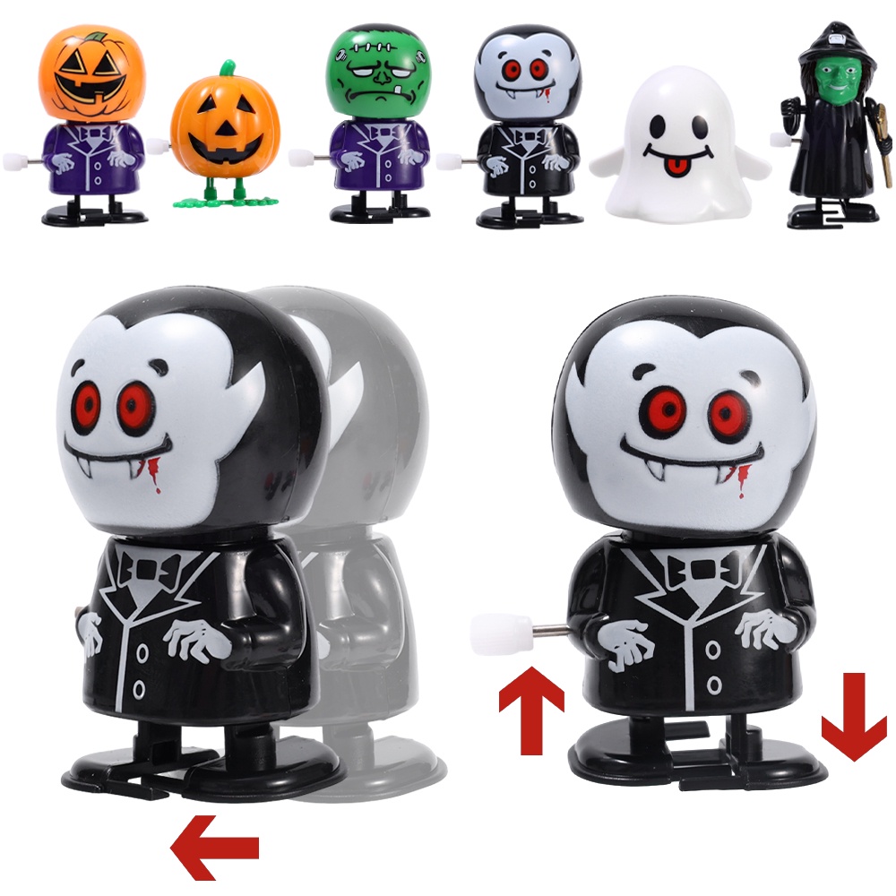 Mainan Jarum Jam Halloween Lucu/Novelty Skeleton Zombie Pumpkin Ghost Walking Jumping Toys Untuk Anak-Anak/Happy Christmas Party Decor/Trick Treat Perlengkapan Pesta Anak Hadiah