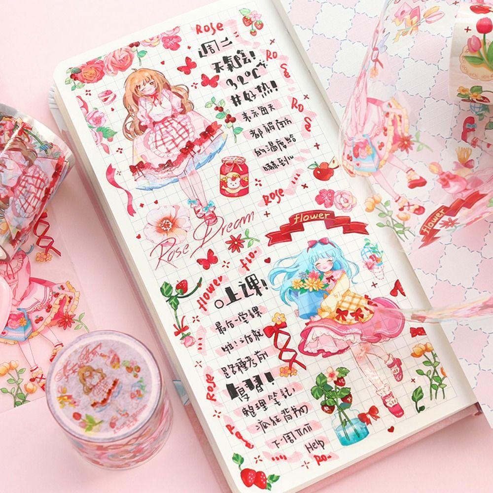 LANFY Elf Fairy Collection Masking Tape, Dekorasi Album Vigorous Girl Series Kolase Tape, Kerajinan Tangan Vintage DIY Aesthetic Tahan Air Untuk Scrapbooking