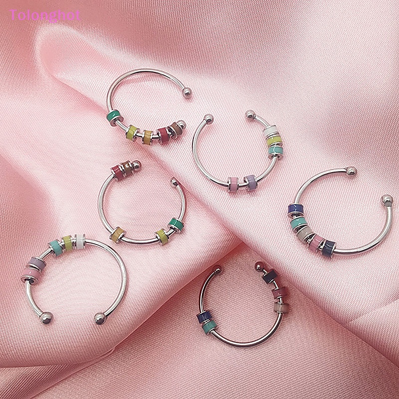 Tolonghot&gt; Fashion Stainless Steel Gratis Spiral Fidget Anxiety Rings Dibuka Anti Stress Relief Perhiasan Untuk Wanita Stress Reliever Rings well