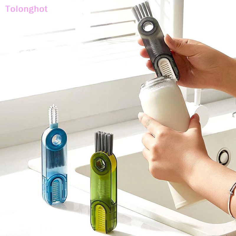 Tolonghot&gt; 3in1 Sikat Pembersih Celah Botol al Cup Cleaning Brushes Water Bottles Clean Tool Mini Silicone U-Shaped Brush well