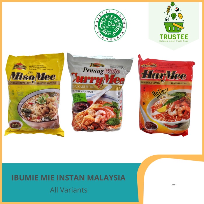 Ibumie Mie Instan Malaysia Udang Miso Curry Lada Tom Yam Mee
