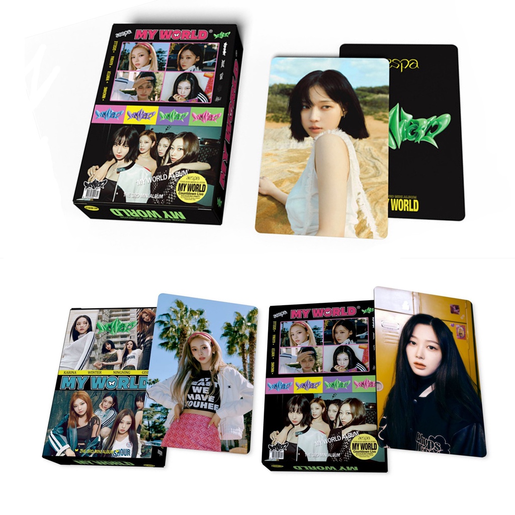 55pcs /box AESPA 3rd MINI Album MY WORLD Photocards Series WINTER GISELLE KARINA NINGNING 2023kartu COMEBACK Lomo Kpop Postcards