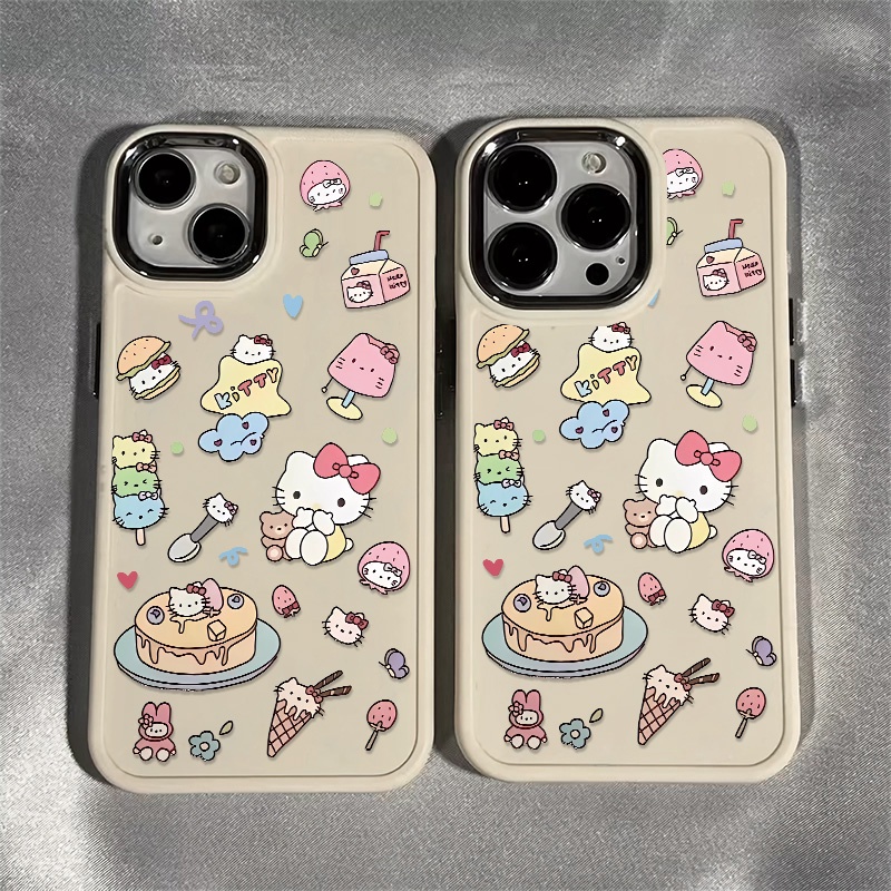 IPHONE Casing Ponsel Silikon Kucing Lucu Kompatibel Untuk Iphone14 13 12 11 Pro Max XS X XR 8 +7Plus Casing Lembut Shockproof Metal Buttons Cover Cell Precticer