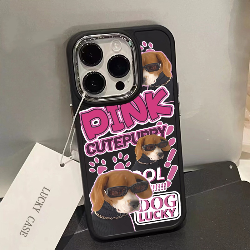 IPHONE Lucu Pasangan Tombol Logam Casing Ponsel Silikon Kompatibel Untuk Iphone11 Pro Max XS X Xr8 +7Plus Anjing Kucing Casing Lembut Shockproof Cover Cell Precticer