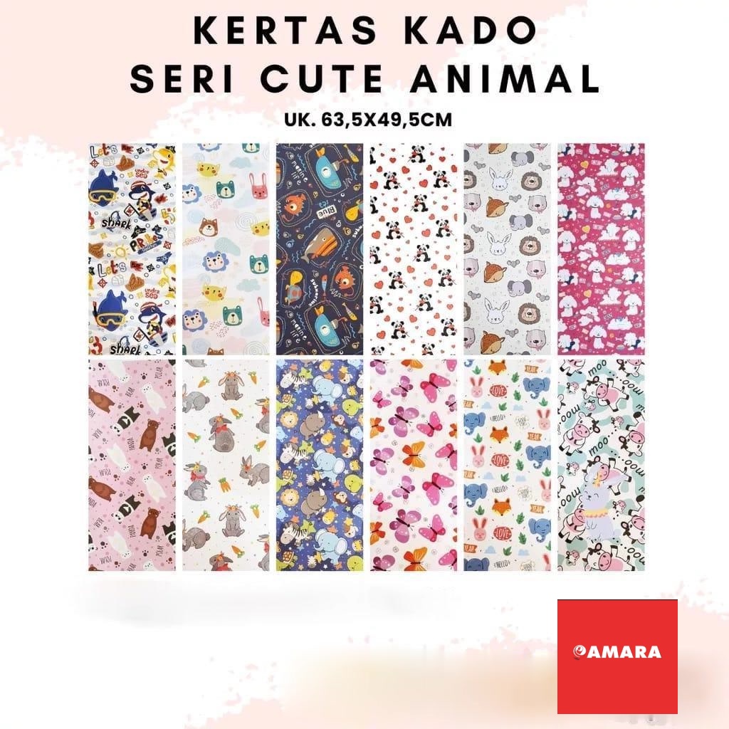 

Amara-Kertas Kado Sansan Wawa Motif Animal Isi 20 Lembar