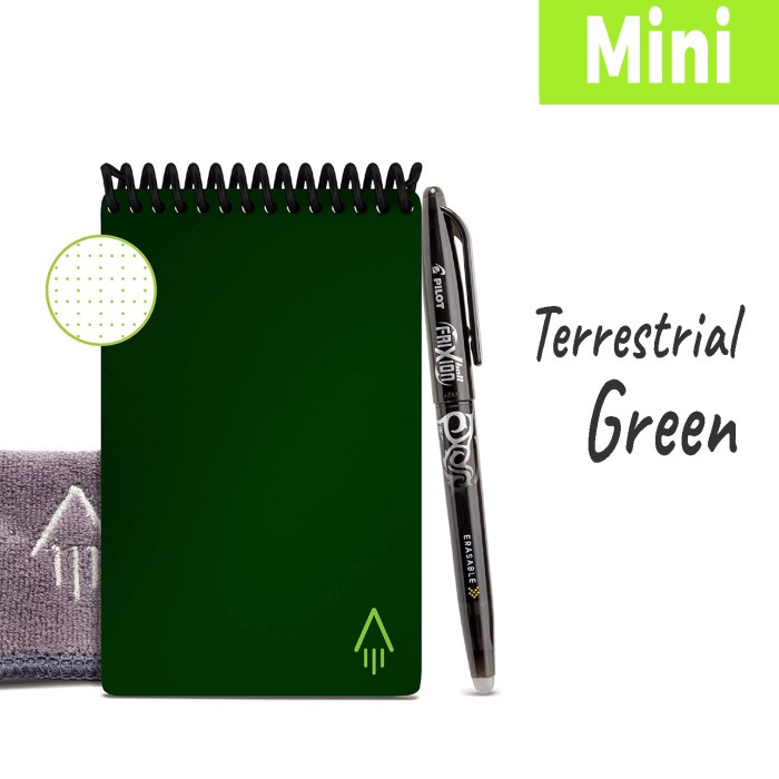

✨BISA COD✨ -Rocketbook Core Smart Reusable Notebook, Dapat Ditulis Berulang-ulang - Mini Green