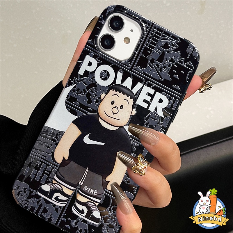 IPHONE Kartun Merek Trendi Fashion Ponsel Case Cocok Untuk Anak Laki-Laki Kompatibel Untuk Iphone14 13 12 11 Pro Max X Xr Xs Max8 7 6 6s Plus SE 2020 Shockproof Frame Pelindung Hitam Soft Case