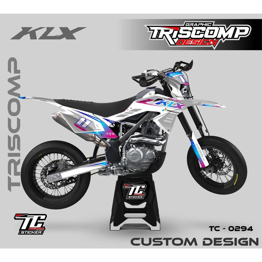 Sticker Motor Decal KLX 150 BF / dtracker / KLX 150new Super Glossy Desain Custom Fullbody - Decal S