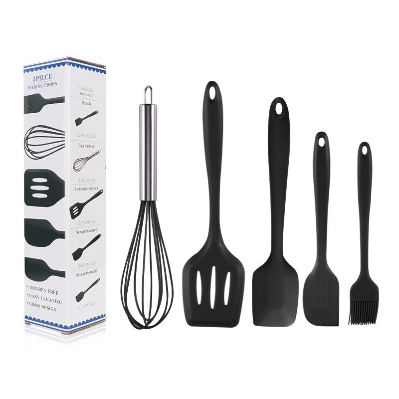 Peralatan Masak 5in1 Silikon Kitchen Utensil Spatula Sutil Sodet Baking Props Cooking Set 5pcs