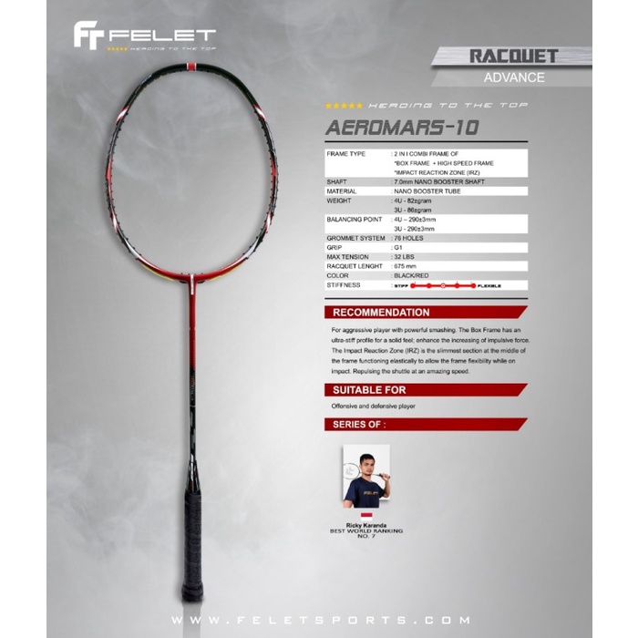RAKET BADMINTON FELET AEROMARS 10 GALAXY FLARE 10 ORIGINAL