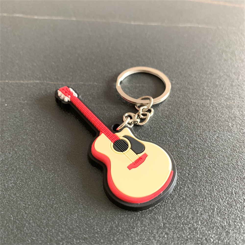 Kreatif Alat Musik Gantungan Kunci Trendi Gitar Biola Saxophone Silikon Keyrings Untuk Pria Wanita Gantungan Kunci Mobil Aksesoris