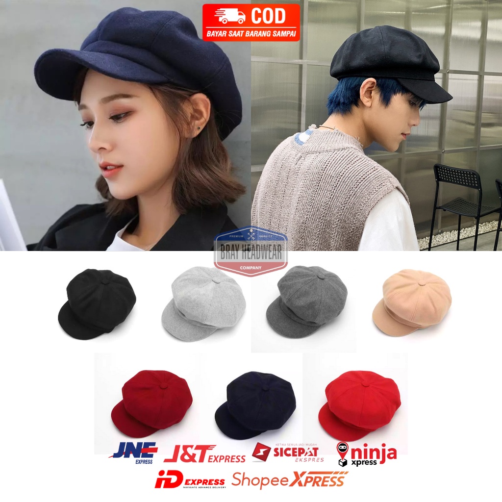 Topi Pria Wanita NewsBoy Cap Apolo Polos Dewasa Model Terbaru Kekinian Topi Unisex Import Premium Te
