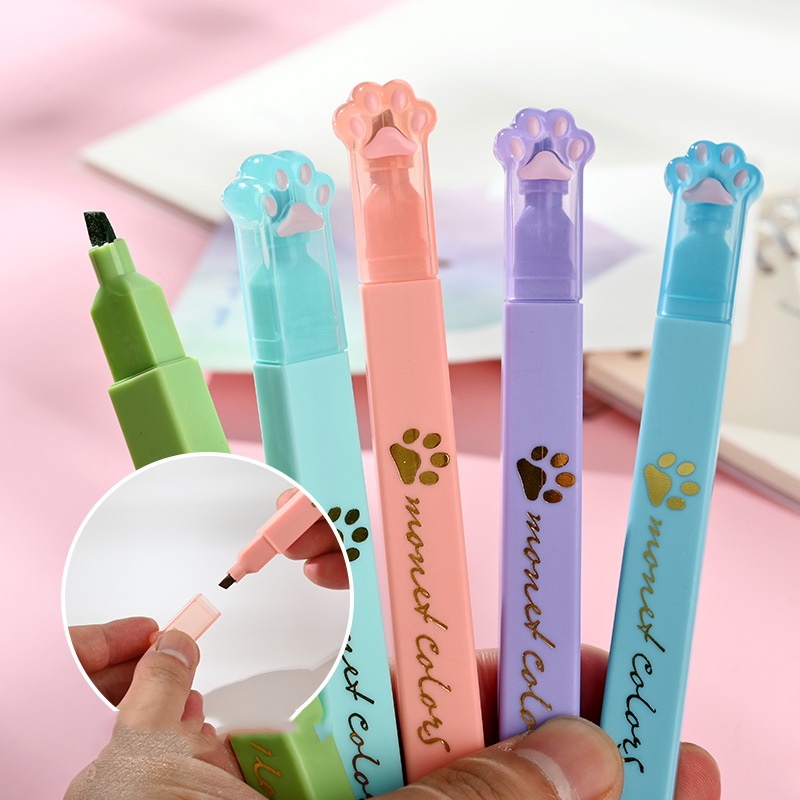 

1 SET 6PCS STABILO BENTUK PAW KITTEN LUCU / STABILO WARNA WARNI KARAKTER PAW KUCING FS