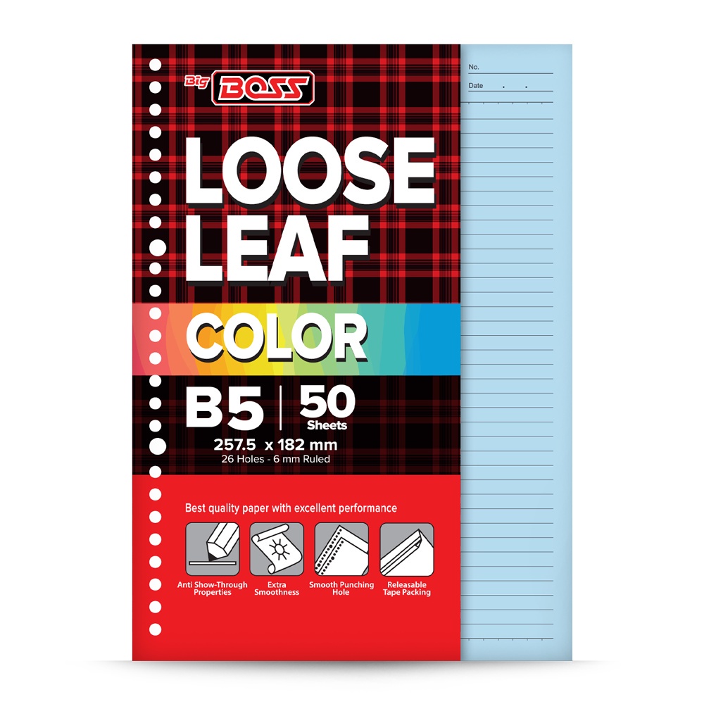 

BigBoss Loose Leaf 50 B5 Berwarna (Rainbow)