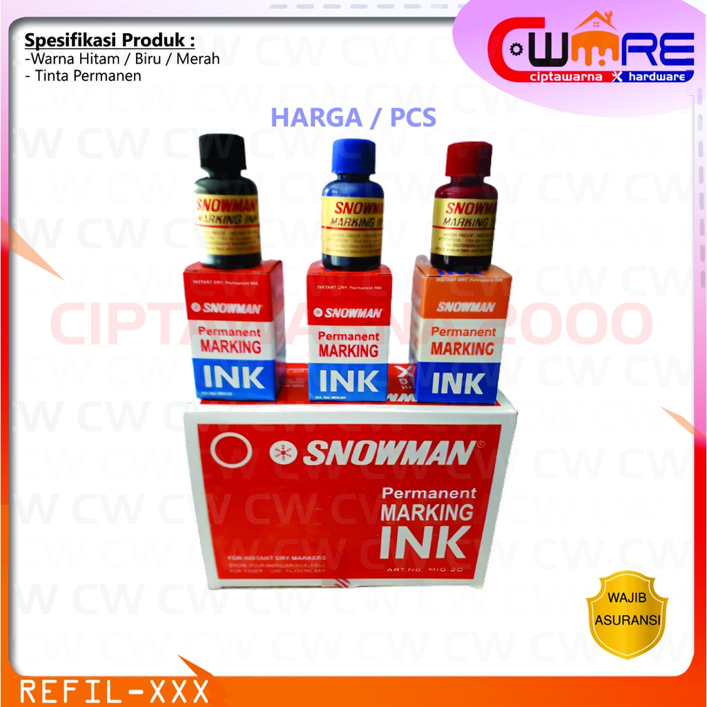 

Tinta Refill Refil Snowman Permanent Marker -Permanen Hitam Merah Biru - Hitam