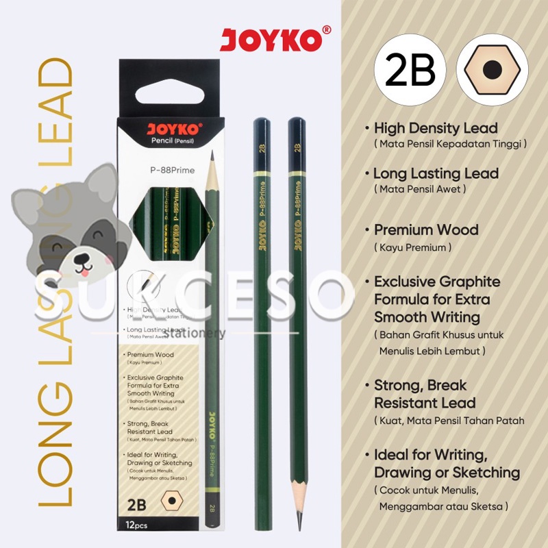 

LUSINAN Joyko Pensil P-88 Prime 2B 1 Pak isi 12 pcs