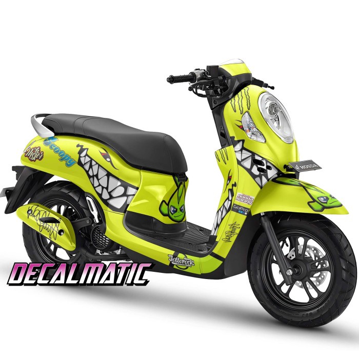 Decal Full Body + Stiker Dashboard Scoopy All Type - Shark Kuning