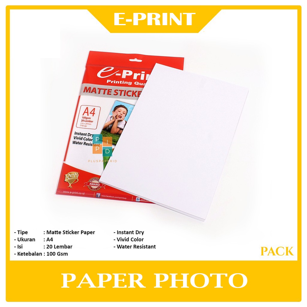 

E-PRINT - Kertas Print Sticker Matte A4 100gsm - Pack