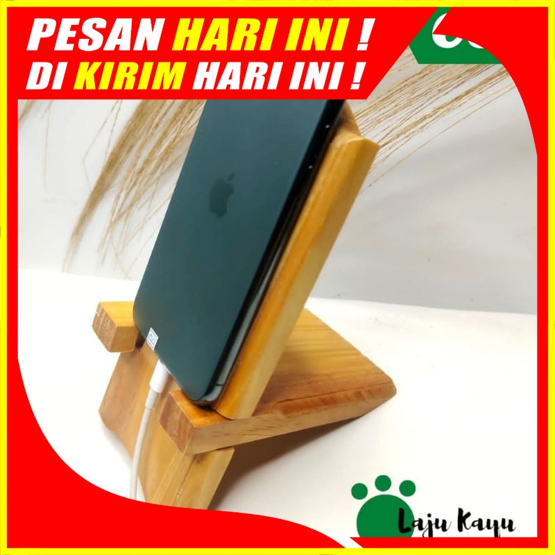 (H73) Stand Holder Handphone KAYU / Dudukan Penyangga Hp Bahan Kayu JATI BELANDA