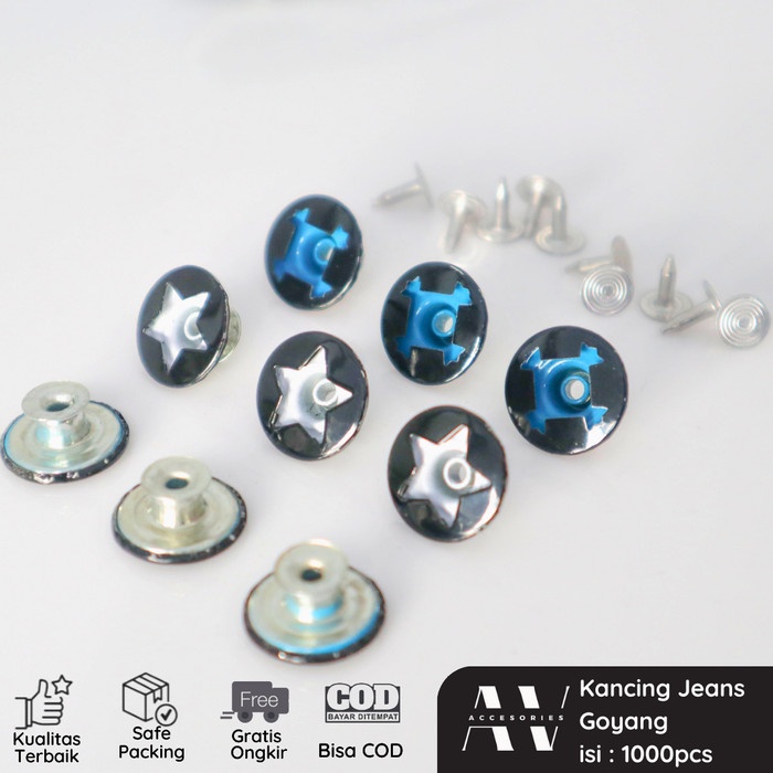 AVACC Kancing Goyang Model Bolong CAT Hitam 17mm Jeans Button Murah