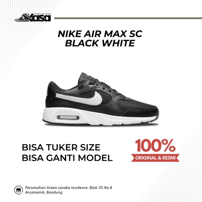 Sepatu Sneakers Pria / Nike Air Max SC Black White - 44.5