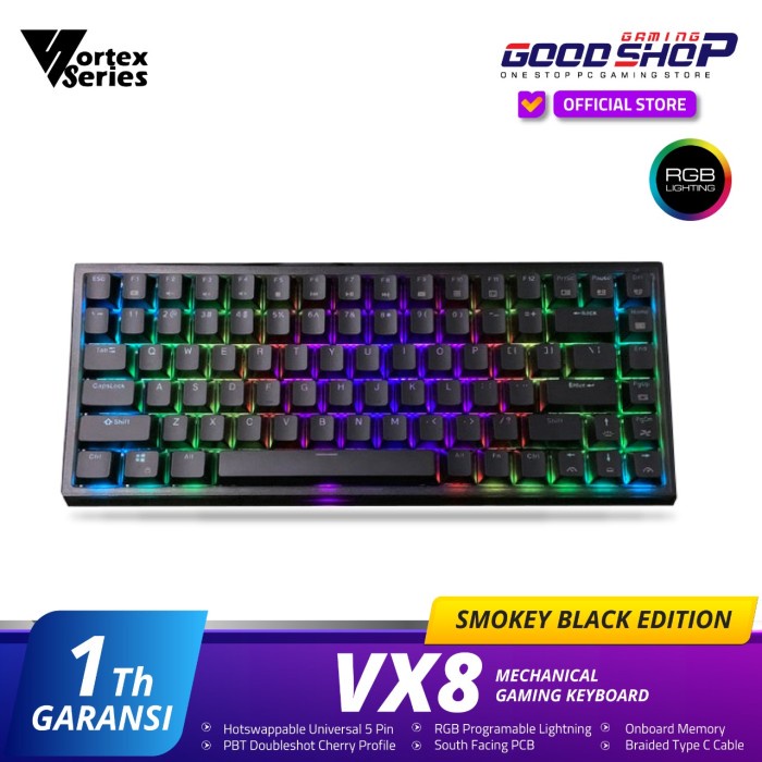 VortexSeries VX8 Mechanical Keyboard - Smokey Black - Outemu Blue