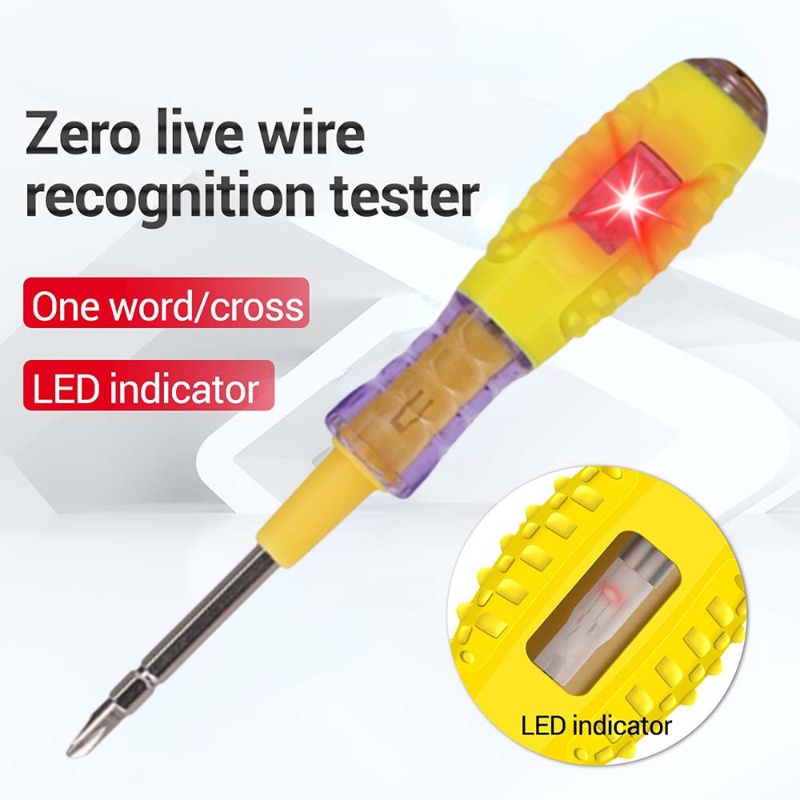 Led Merah Tes Listrik Pensil 2-in-1 Kepala Rangkul Ganda Tegangan Tester Pen Voltmeter Power Detector Indikator Dengan Obeng AC Non-Kontak Alat Tes Induksi