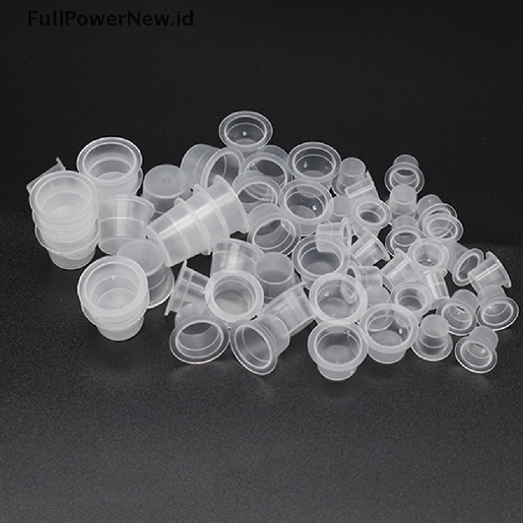 Power 100PCS S/M/L Plastik Sekali Pakai Tato Tinta Cups Makeup Permanen ID