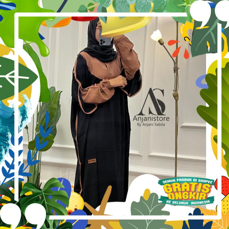 Gamis Anjanistore Original Gamis Twill Uniqlo Jumbo Busui Lengan Panjang Daster Arab Jumbo Motif Bat