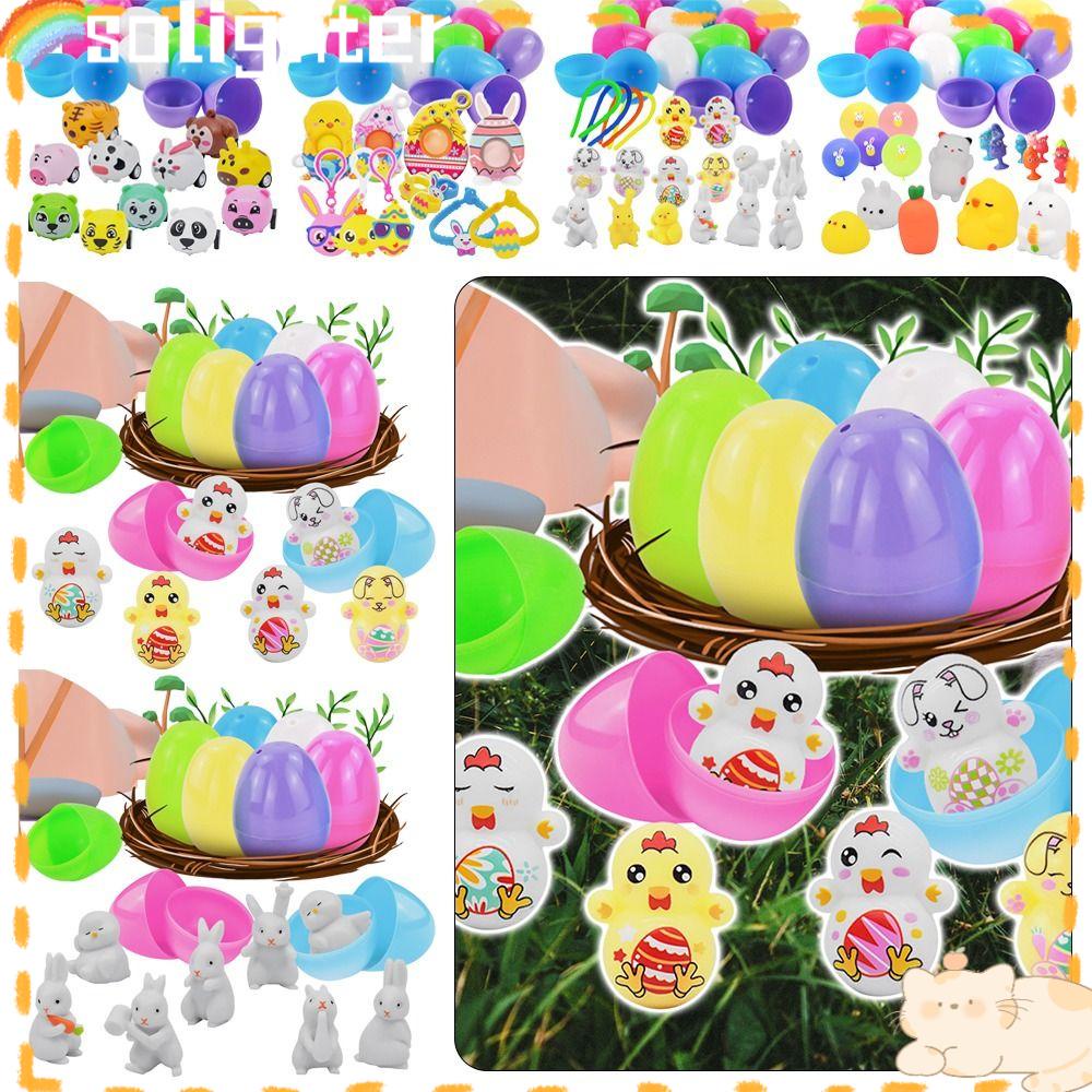 Solighter Easter Eggs Mainan 3D Bentuk Kelinci Montessori Belajar Match Mainan Puzzle