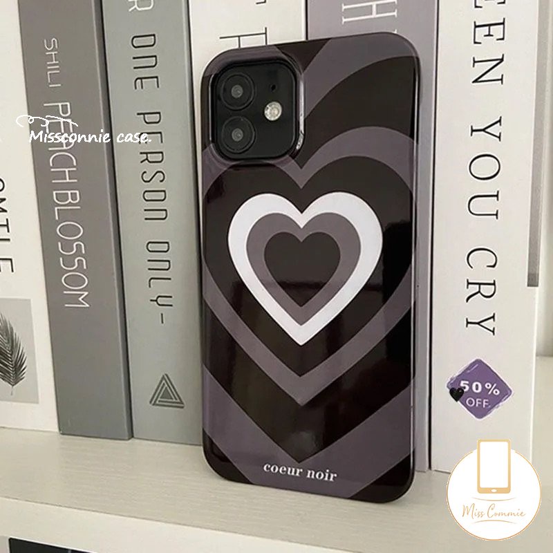 IPHONE Ins Gradiasi Cinta Hati Ponsel Case Kompatibel Untuk Iphone11 12 14 13 Pro Max7 8 Plus XR X XS Max SE 2020 Lembut Tpu Glossy Halus Penutup Belakang