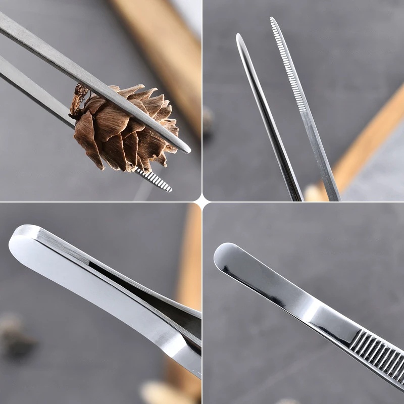 1pc Alat Dapur Memasak BBQ Daging Makanan Memasak Penjepit Klip Mini Kepala Penjepit Stainless Steel Pinset Plating Chef Food Tweezer Portable Untuk Piknik Penjepit