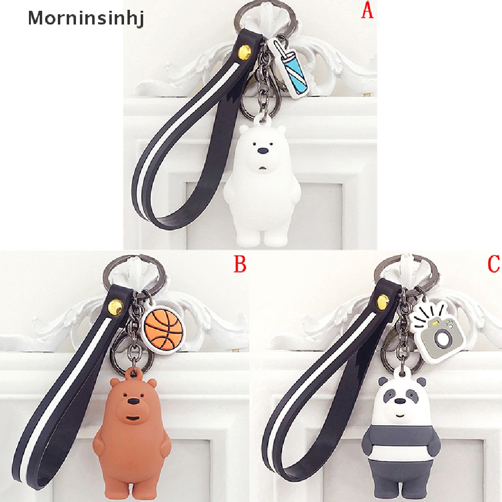 Mornin we bare bears keyrings ice bear Gantungan Kunci lanyard Tas Liontin Ornamen collect id