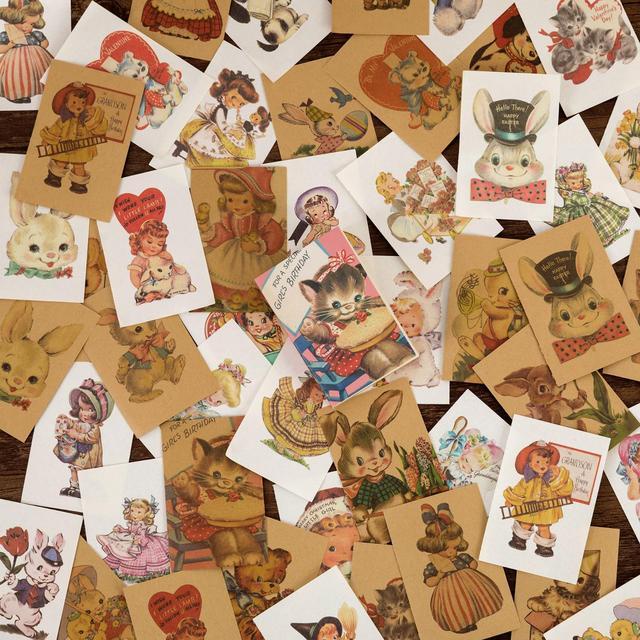 80pcs/lot Kertas Pertunjukan Waktu Junk Journal Scrapbooking Stiker Buku Sastra Vintage DIY Kertas Hias