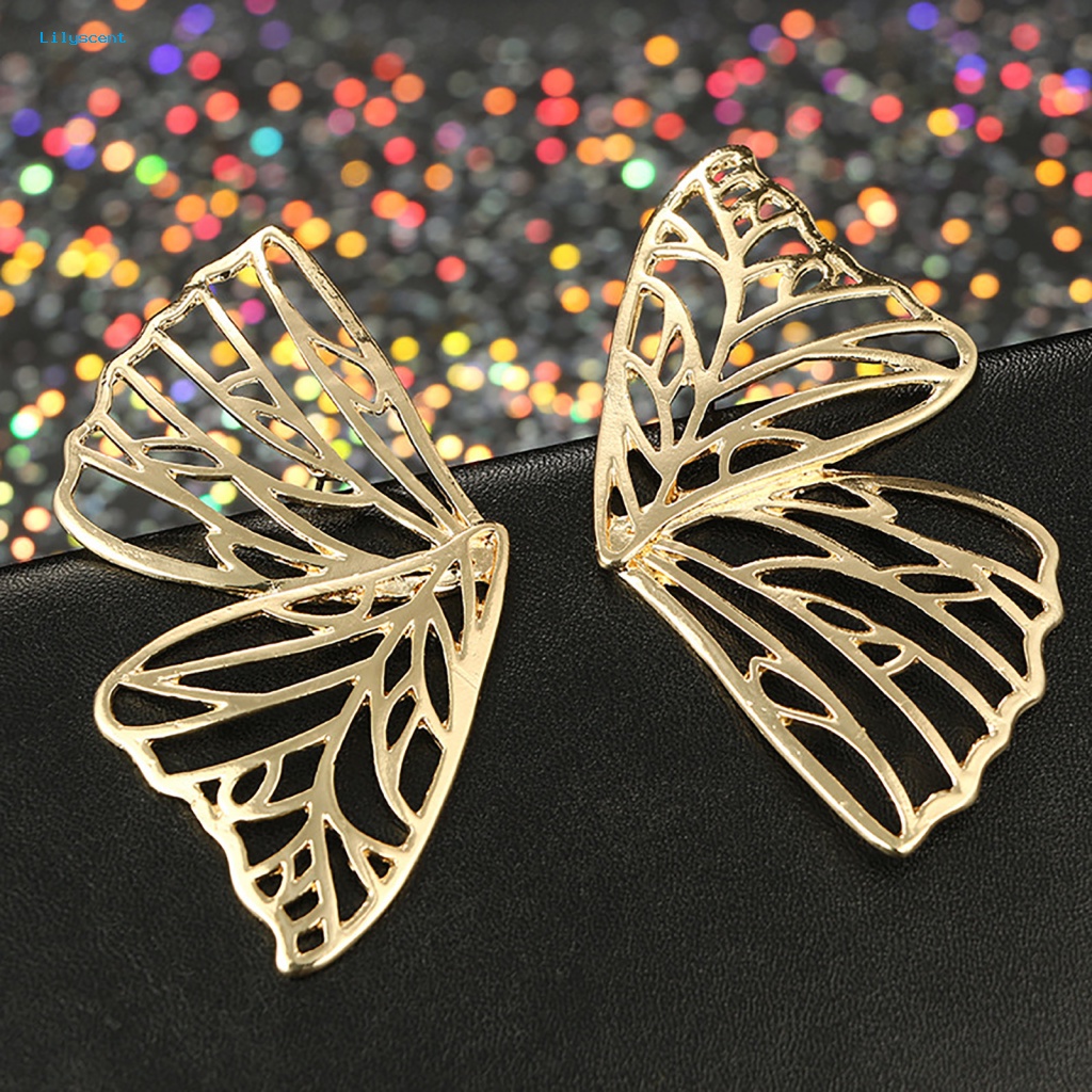 Lilyscent Anting Bentuk Kupu-Kupu Untuk Perjamuan Wanita Fashion Butterfly Menjuntai Stud Earrings Adorable