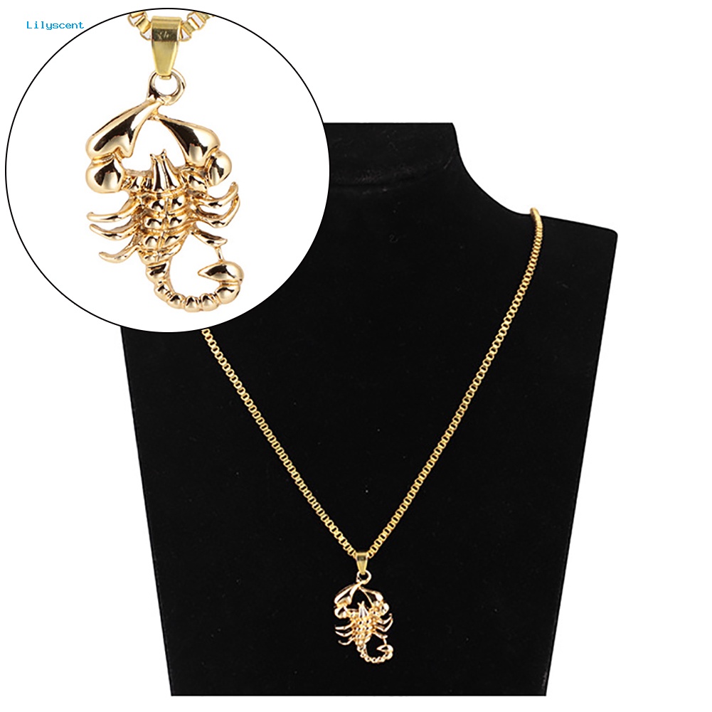 Lilyscent Fashion Pria Golden Scorpion Pendant Hip-hop Rantai Kalung Pesta Club Hadiah