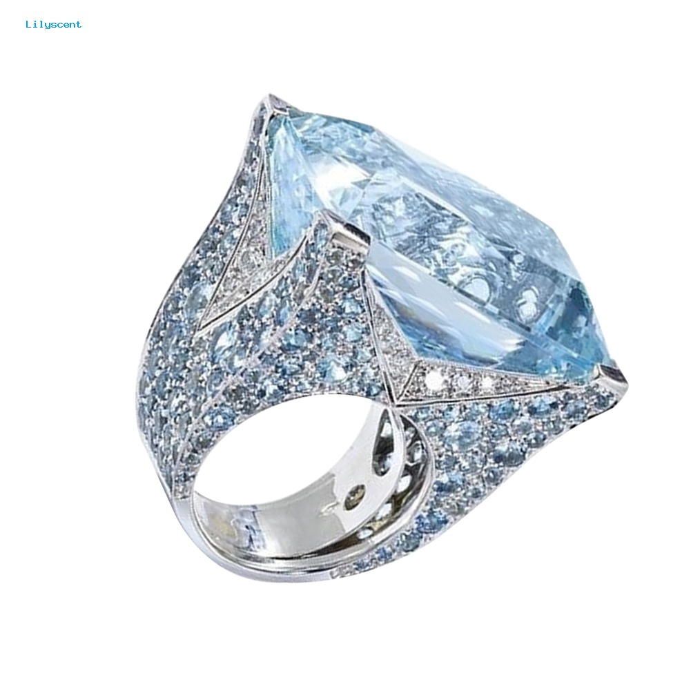 Lilyscent Sparkling Wanita Cubic Zirconia Cincin Pengantin Pernikahan Pertunangan Pesta Perhiasan Hadiah