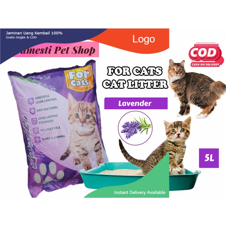 PASIR KUCING GUMPAL WANGI LAVENDER 5 LITER merk FOR CATS