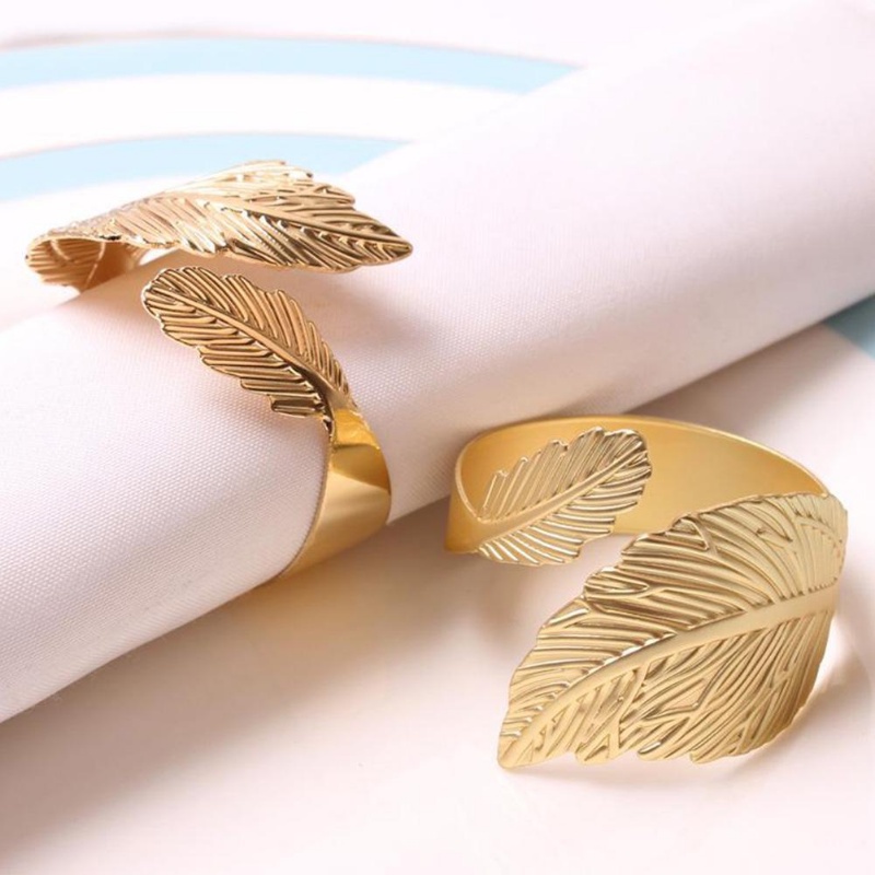 1pc Cincin Serbet Daun Bulu Mewah Ringan Untuk Festival Dekorasi Meja Makan/Peralatan Makan Pesta Pernikahan Napkin Rings Buckle Holders