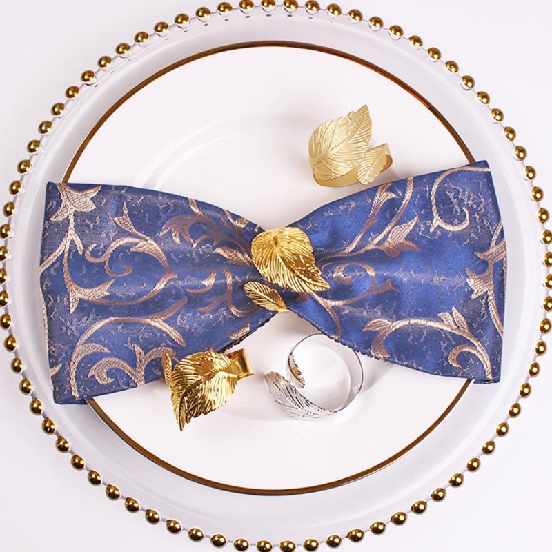 1pc Cincin Serbet Daun Bulu Mewah Ringan Untuk Festival Dekorasi Meja Makan/Peralatan Makan Pesta Pernikahan Napkin Rings Buckle Holders